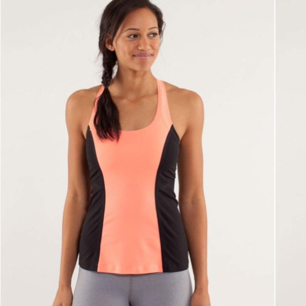 Free with purchase Lululemon Cool Racerback Surf Tank Top Size 6 in Orange/Black